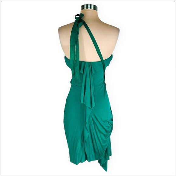 Pegah Anvarian Green Draped Modular Modal Blend Cocktail Evening Date Dress 6 - Picture 6 of 7